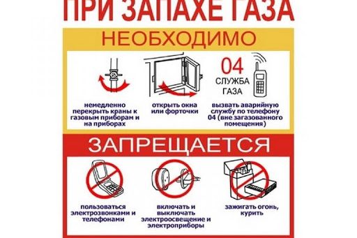 при запахе газа